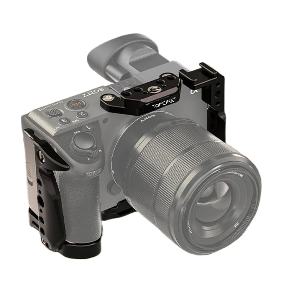 FX2 Camera Cage Compatible for Sony FX2 Digital Cinema Camera Accessory with NATO Slider Buit-in Arca Bottom Plate Two Point Locking Cold Shoe Multiple 1/4" 3/8" Threaded Holes for Quick Switch