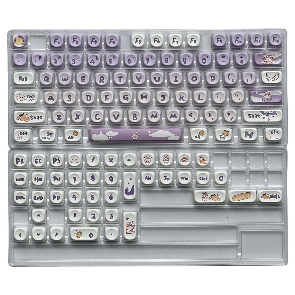 116PCS Mechanical Keyboard Keycaps Cartoon Animal Keycap Set Heat Sublimated Customization Gift MOA Profile Keycaps