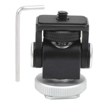 Multi Function Aluminium y Ballhead, Universal crophone Monitor Stand Bracket, 360 Degree Rotation with 1/4in Screw and Cold Shoe Base, Durable Black Ballhead for Camera,