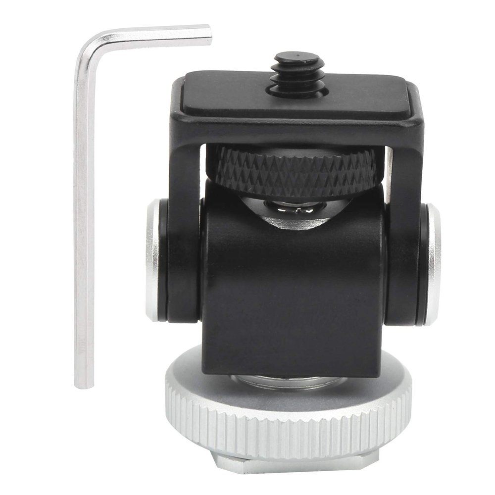 Multi Function Aluminium y Ballhead, Universal crophone Monitor Stand Bracket, 360 Degree Rotation with 1/4in Screw and Cold Shoe Base, Durable Black Ballhead for Camera,