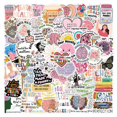100 PCS Mental Health Matters Stickers Pack for Journals, Laptops, Water Bottles, Therapist Office Decor, Counselor Office Must Haves, Positive Quote Decals for Awareness (Mental Health)