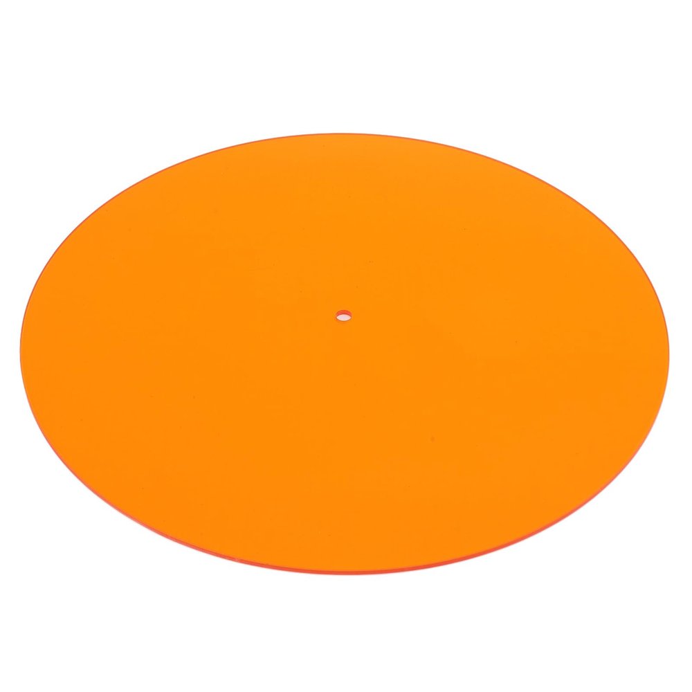 Hamwesh Acrylic Mat Slipmat, Precision Machined Anti-Static with 12 Inch Swivel Platforms for 33 1/3RPM 45 RPM Records (Transparent Orange)