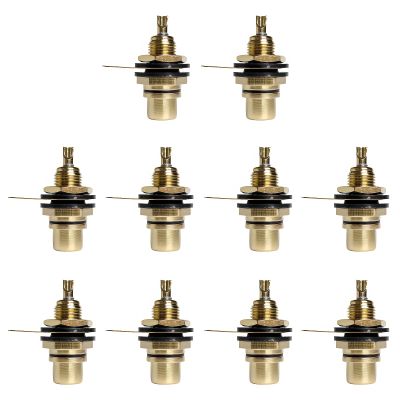 10 Pcs Brass Gold Plated RCA Plug & Jack Set - Premium Audio Signal Connectors for Preamp, DIY, Home Theater (Black x10Pcs)