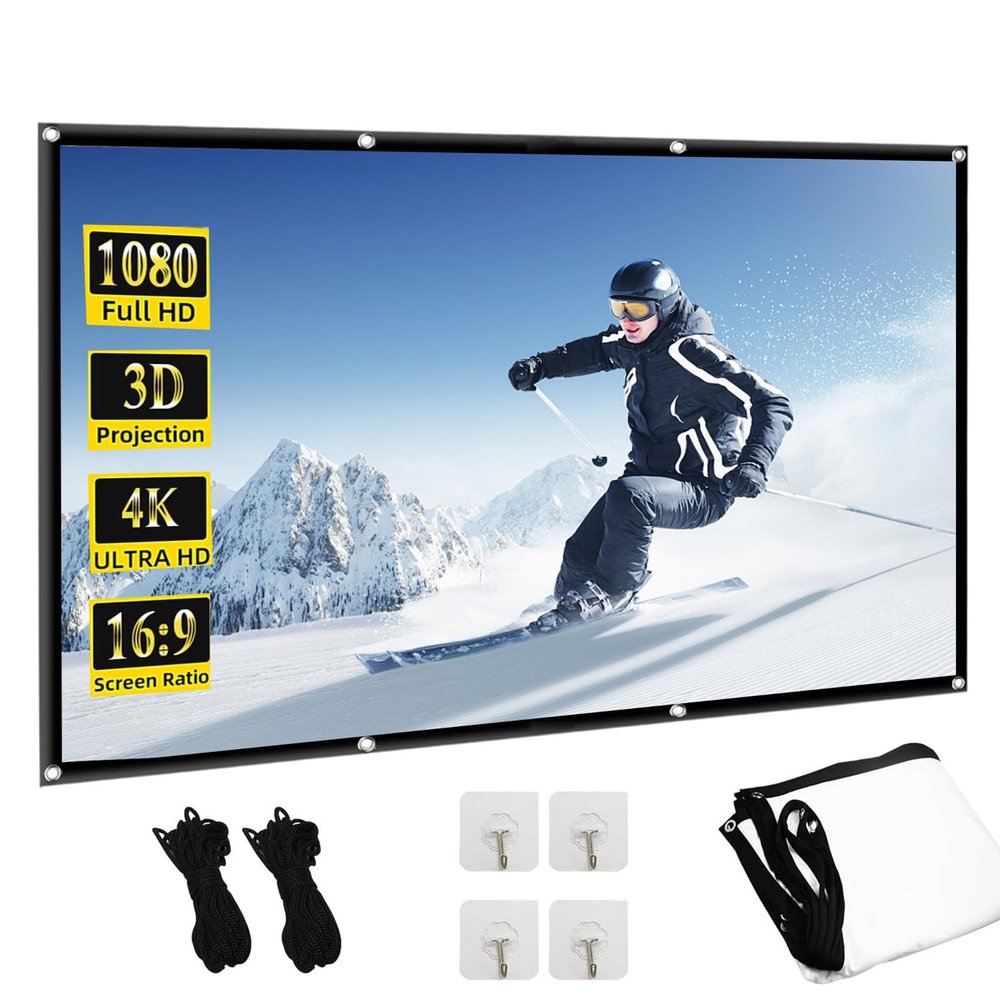 60-300 inch Outdoor Projector Screen, 16:9 Foldable Anti-Crease Portable Projector Movies Screen for Home Theater Camping Party(300in(663x373cm))