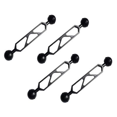 Pack of 4 Aluminum Alloy 6 Inch Dual Ball Arms for Underwater Photography Light Connection Mounting Bracket