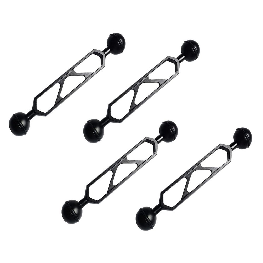 Pack of 4 Aluminum Alloy 6 Inch Dual Ball Arms for Underwater Photography Light Connection Mounting Bracket
