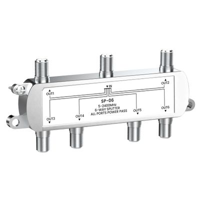 Coaxial Cable Splitter, NEWCARE Coax Splitter 5-2400MHz, RG6 Compatible, Cable Splitter 2 Way Can Work with Satellite/Cable TV and Internet, CATV Antenna System (6-Way)