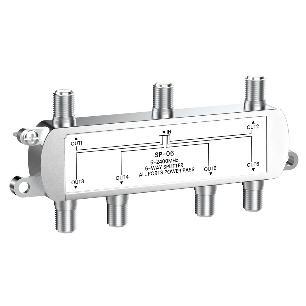 Coaxial Cable Splitter, NEWCARE Coax Splitter 5-2400MHz, RG6 Compatible, Cable Splitter 2 Way Can Work with Satellite/Cable TV and Internet, CATV Antenna System (6-Way)