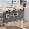 2-in-1 Under Desk Cable Management Tray & Privacy Panel, Dual-Sided Thick Felt Cord Organizer with 20 Cable Ties,Heavy Duty Steel Frame Support, No-Drill Clamp Mount,Large Capacity (Khaki/Gray, 45.2") view 2