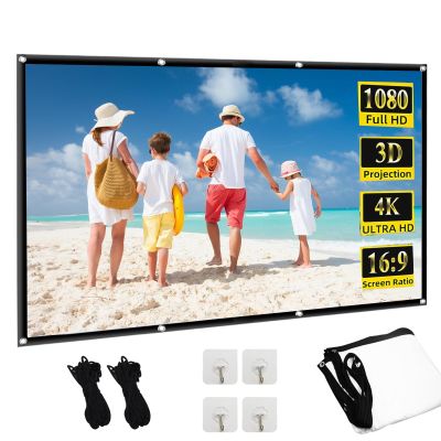 60-300 inch Portable Movie Projector Screen, 16:9 HD Foldable Projection Curtain for Indoor Home Theater, Outdoor Cinema(180in(396x225cm))