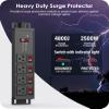 CCCEI Heavy Duty Surge Protector Power Strip 20 Amp Individual Switches. 6FT 12 Gauge Extension Cord with Multiple Outlets. Kitchen, Garage, Shop, Industrial Wall Mount Electric Extender, Black. view 2