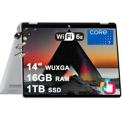 HP OmniBook 5 Flip 2-in-1 Laptop 14" WUXGA IPS Multi-Touch Intel 10-core Core 7 150U (Beats i7-1355U) 16GB DDR5 1TB SSD Backlit Wi-Fi6E 5MP IR HDR Privacy Camera Win11 w/ICP Accessory