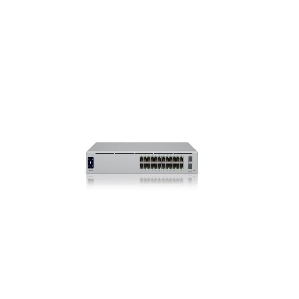 Ubiquity Pro 24 PoE USW-Pro-24-POE (400W) 24-Port Layer 3 Etherlighting Switch with (16) PoE+, (8) PoE++, 2  10G SFP+, 1.3" Touchscreen LCM, and DC Power Backup