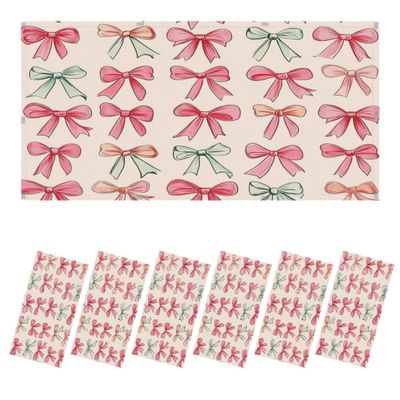 6 Pcs Fluorescent Light Covers for Ceiling Lights Seamless hand drawn bows ribbons Art print Decorative Magnets Light Filters for Office Home Classroom Must Haves 4 x 2