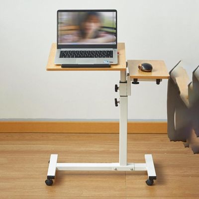 uhyOHF Portable Laptop Desk with Mouse Pad Rolling Computer Stand with Adjustable Height and Ergonomic Mobile Bedside Desk (Maple