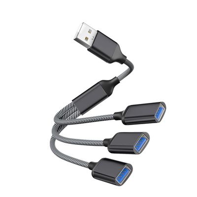 3-Port USB Splitter Hub Power Adapter for Computer Tower, Flash Drive, Keyboard (Black)