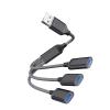 3-Port USB Splitter Hub Power Adapter for Computer Tower, Flash Drive, Keyboard (Black) view 1