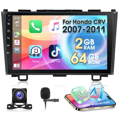 Car Stereo MP5 Player for Honda CRV 2007-2011Apple Carplay Android Auto Radio with Mirror Link, 9" Touch Screen Car Radio with GPS Bluetooth WiFi FM Hi-Fi Dual USB SWC Input Backup Camera