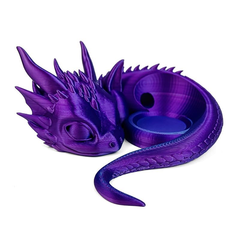 3D Printed Dragon Stand Speaker Bracket for Echo Dot 4th/5th Generation, Desktop and Bookshelf Mounting Holder (Purple)