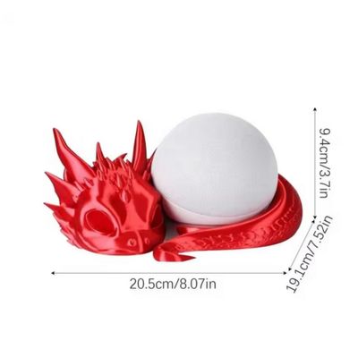 3D Printed Dragon Stand Speaker Bracket for Echo Dot 4th/5th Generation, Desktop and Bookshelf Mounting Holder (Red)
