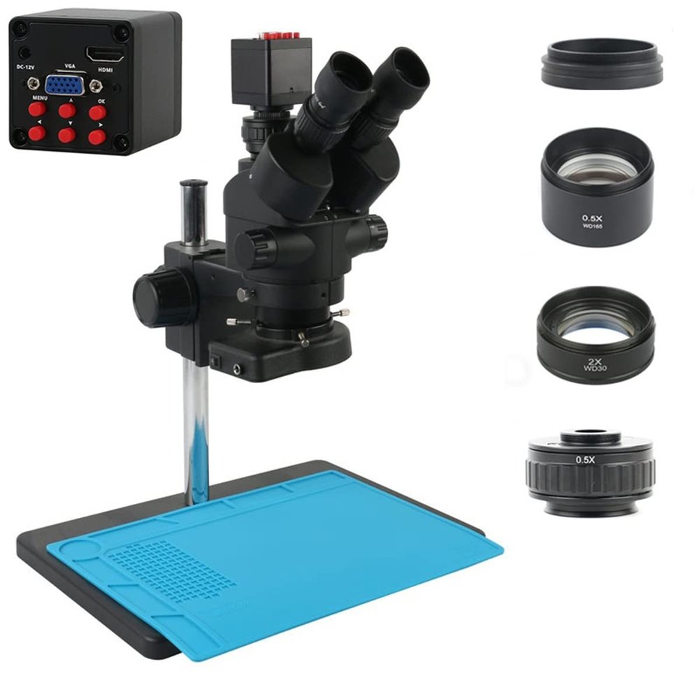 Lab Microscope Slides Industrial 7X 45X Simul-Focal Trinocular Stereo Microscope 1080P VGA HDMI Camera Microscope Parts(4)