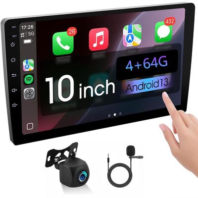 10.1 Inch Car Stereo for Cadillac DTS 2006-2011,for GMC Envoy 2002-2009,for Nissan Rogue 2008-2013 with Wireless Carplay/Android Auto,4G+64G GPS Bluetooth FM/AM Reverse Camera