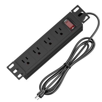 10" Rack PDU- 1U (4Outlets) 10-inch Mini Rack Power Distribution Unit with Protection (125V/15A 6ft Cable), Network Cabinet Rack Mount Power Strip (Wall, Desktop, or Server Rack Mountable)