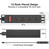 10" Rack PDU- 1U (4Outlets) 10-inch Mini Rack Power Distribution Unit with Protection (125V/15A 6ft Cable), Network Cabinet Rack Mount Power Strip (Wall, Desktop, or Server Rack Mountable) view 3