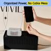 Cable Box - [142Pcs] Cable Management Kit, Medium Cord Hider Box to Conceal Power Strip Holder on Desk or Floor, Under Desk Cable Management Kit Cable Organizer Box, TV Cord Organizer Box, Black view 2