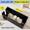 Cable Box - [142Pcs] Cable Management Kit, Medium Cord Hider Box to Conceal Power Strip Holder on Desk or Floor, Under Desk Cable Management Kit Cable Organizer Box, TV Cord Organizer Box, Black view 4