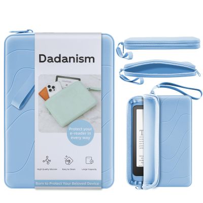 Dadanism 6-7 Inch Silicone Clutch for 7" Kindle Paperwhite and Kindle Colorsoft Signature Edition, 6" K-indle, Kobo, Nook E-Reader, Anti-Dust Coating Multi-Purpose Bag for Phone, Wallet, Bondi Blue