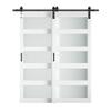 48''84 in. Glass Shape Bypass Manufactured Wood Barn Door with Installation Hardware Kit(Size not Include Overlap Area:7 inch) view 2