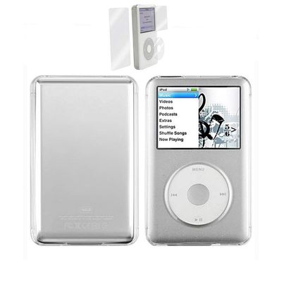 Full Protective New Clear Crystal Hard Shell Skin Cover Case for iPod Classic 7th Gen 120GB 160GB, 6th Gen 80GB 120GB (6/7 Gen Thin Models),Video 30GB + Screen Protector (Hard case and Soft Film)