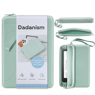 Dadanism 6-7 Inch Silicone Clutch for 7" Kindle Paperwhite and Kindle Colorsoft Signature Edition, 6" K-indle, Kobo, Nook E-Reader, Anti-Dust Coating Multi-Purpose Bag for Phone, Wallet, Sage Green