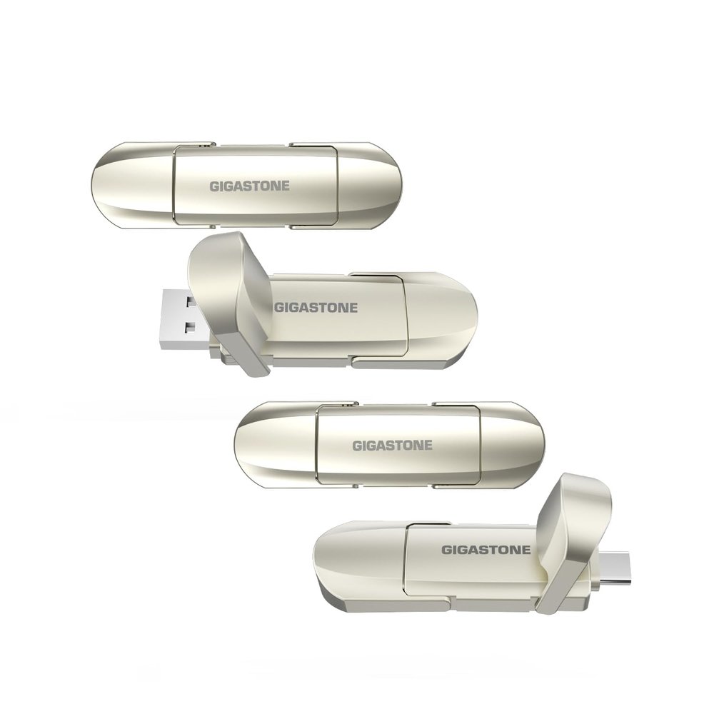 Gigastone Duo Pro Flip USB-A+C 512GB (4-Pack) Dual External Portable SSD 500MB/s Supports Apple 4K 60fps ProRes HDR Video Recording USB3.2 Gen 2 for iPhone 16 PS5 Mac iPad Laptop Android