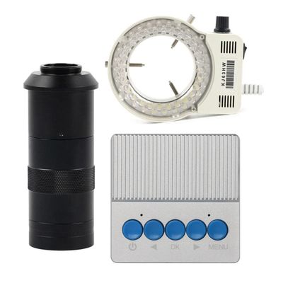 Microscope Accessories Kit 4K 38MP HDMI USB Video Microscope Camera Zoom C Mount LED Light Industrial Microscopio Microscope Slides(with 100X Lens Light)