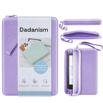 Dadanism 6-7 Inch Silicone Clutch for 7" Kindle Paperwhite and Kindle Colorsoft Signature Edition, 6" K-indle, Kobo, Nook E-Reader, Anti-Dust Coating Multi-Purpose Bag for Phone, Wallet, Lilac