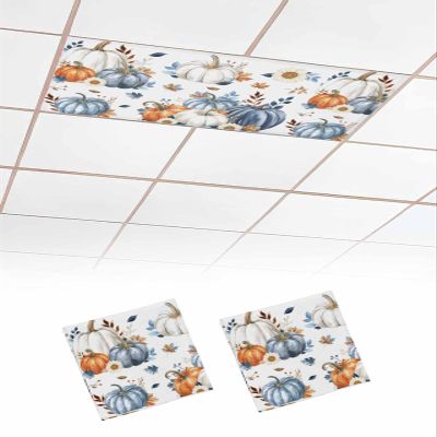 2 Pack Fluorescent Light Cover for Ceiling Lights, Fall Pumpkin Magnetic Classroom Light Filters 4x2 Feet, Thanksgiving Autumn Daisy Farmhouse Leaves Decorative Ceiling Shade Panel for Office
