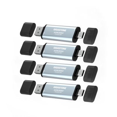 Gigastone Duo Go USB-A+C 1TB (4-Pack) Dual External Portable SSD 1,050MB/s Glossy Surface, Supports Apple 4K 60fps ProRes HDR Video Recording USB3.2 Gen 2 for iPhone 16 PS5 Mac iPad Laptop Android