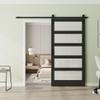 42in x 84in Glass Sliding Barn Door with 7FT Barn Doors and Hardware Included, 5-Panel Frosted Glass, Water-Resistant PVC Coating, Pre-Drilled Easy Assembly, Black, Fit Opening 38''-41'' x 82'' view 1