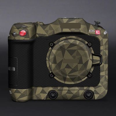 C 70 Anti-Scratch Camera Skin for Canon EOS C70 Vinyl Wrap Cartoon Film Body Protector Coat Photography Accessories Sticker(Triangle Gold)