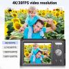 Bewinner 4K Digital Camera for Photography, 48MP Vlogging Camera with 3" Screen, LED Fill Light, 18x Zoom Retro Compact Travel Video Cameras for Beginner (Black) view 4