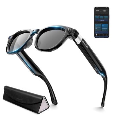 EpochTec Glossy AI Smart Sunglasses with Camera  8MP 4K 1200P Video Record, 0.1s Real-Time Translation Glasses | UV400 & Anti-Blue Light, Unisex Bluetooth Glasses | Outdoor AI Glasse (Sunglasses)