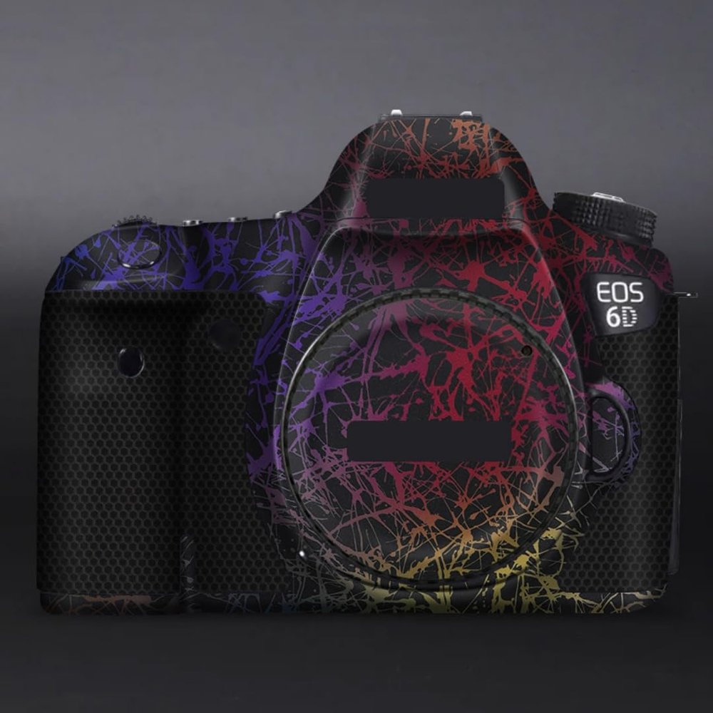 6D Anti-Scratch Camera Skin Wrap Sticker Vinyl Protective Film Body Protector Coat Decals Cover for Canon EOS 6D(Splash Rainbow Black)