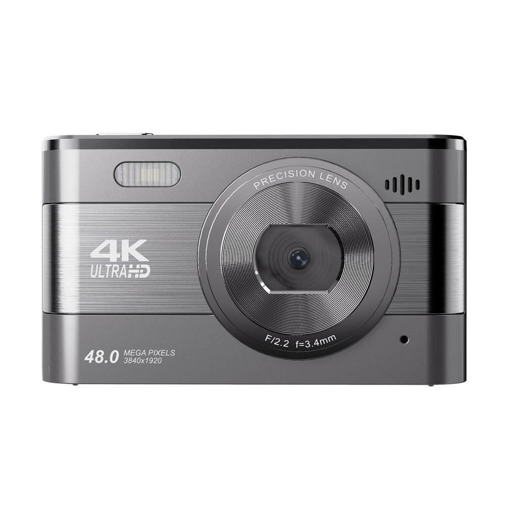 Bewinner 4K Digital Camera for Photography, 48MP Vlogging Camera with 3" Screen, LED Fill Light, 18x Zoom Retro Compact Travel Video Cameras for Beginner (Silver Gray)