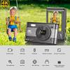 Bewinner 4K Digital Camera for Photography, 48MP Vlogging Camera with 3" Screen, LED Fill Light, 18x Zoom Retro Compact Travel Video Cameras for Beginner (Silver Gray) view 2