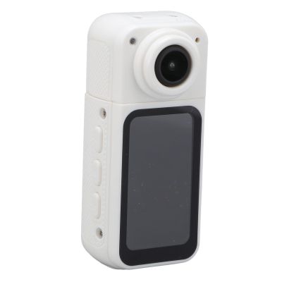 Thumb Action Camera, Mini Body 2.7K 180 Lens Angle HD Display Portable Vlogging Camera,Wearable Pocket Vlogging for Cycling (White)