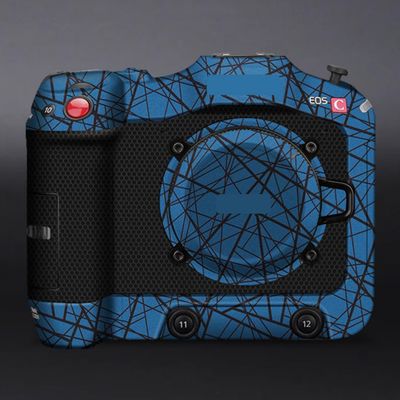 C 70 Anti-Scratch Camera Skin for Canon EOS C70 Vinyl Wrap Cartoon Film Body Protector Coat Photography Accessories Sticker(Cross Blue)