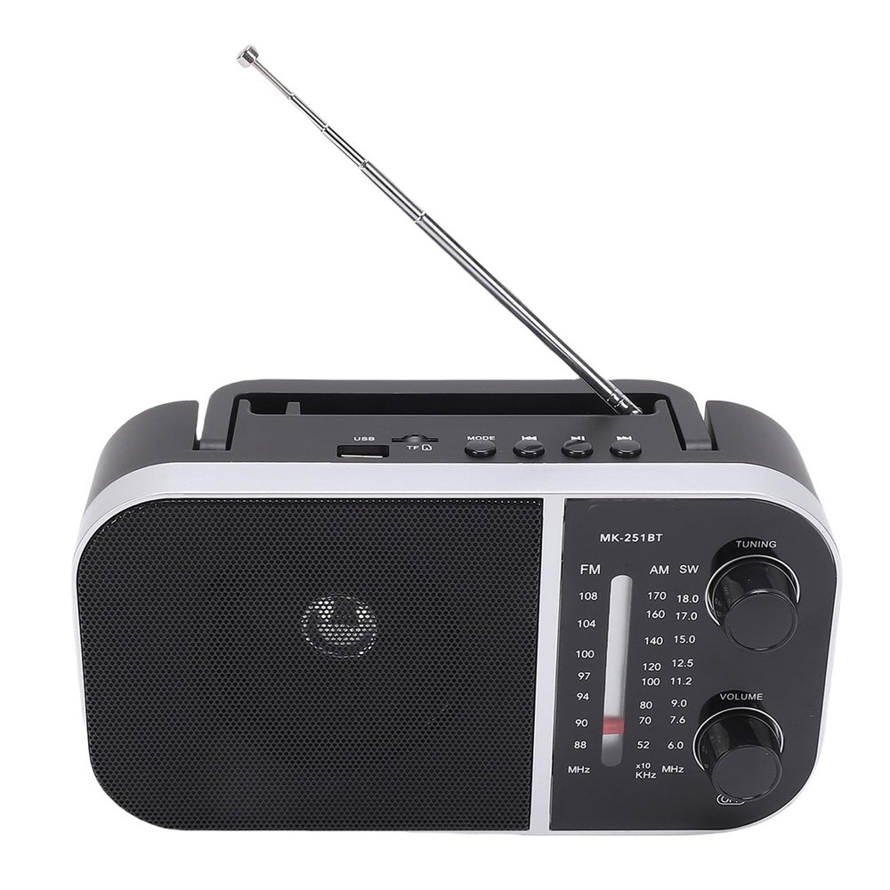 Bewinner Multiband AM FM SW Radio with Bluetooth, Rechargeable Portable Radio with Digital Display, Handheld Speaker for Elderly, Home, Travel Emergencies (GB Plug 220V)