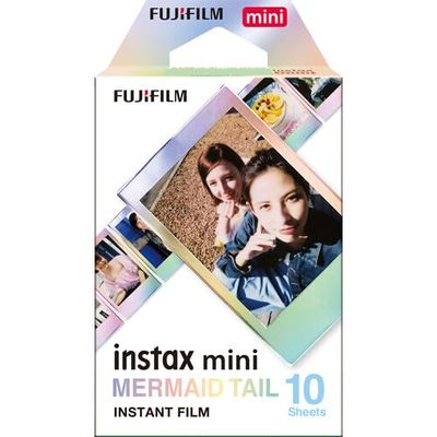 Fujifilm Instax Mini Film Variety Pack Contact Sheet, Stone Gray, Sprinkles, Rainbow, Pink Lemonade, Mermaid Tail (10 Sheets) Compatible with Mini Cameras (Mermaid Tail / 10 Sheets)